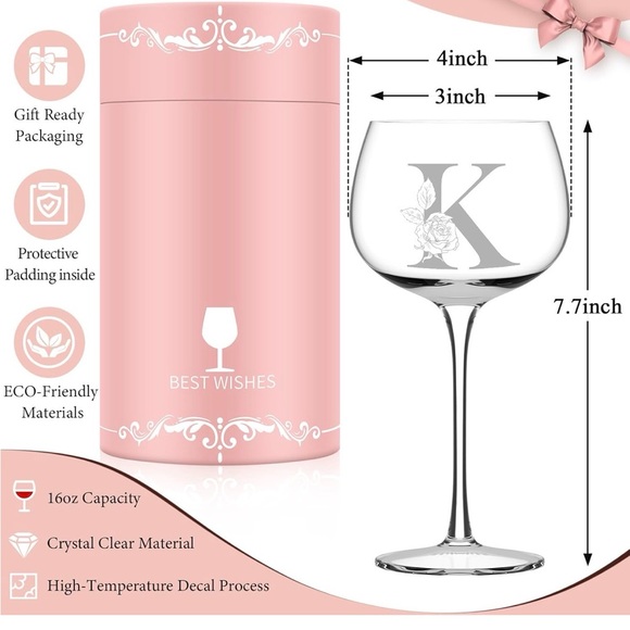 Monogrammed-G Wine Glass - Picture 6 of 7